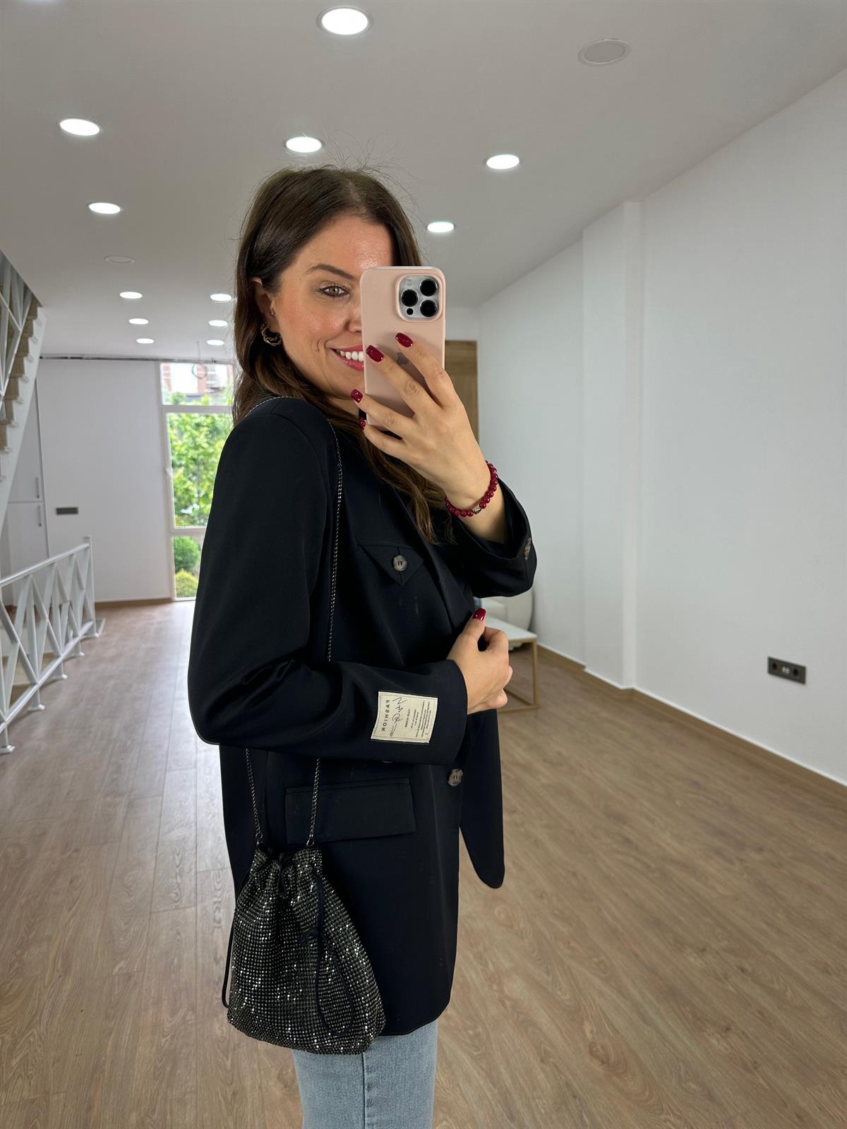 Armalı Blazer Ceket-Siyah