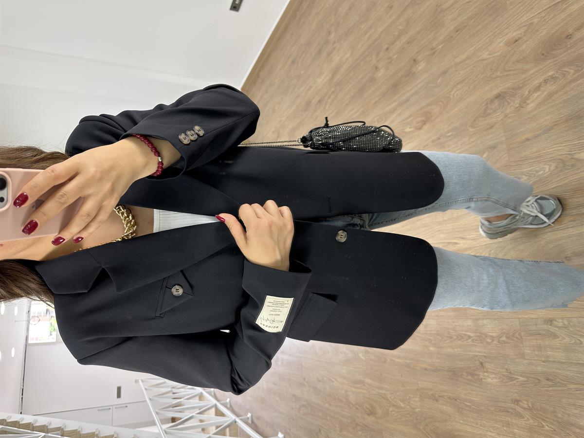 Armalı Blazer Ceket-Siyah