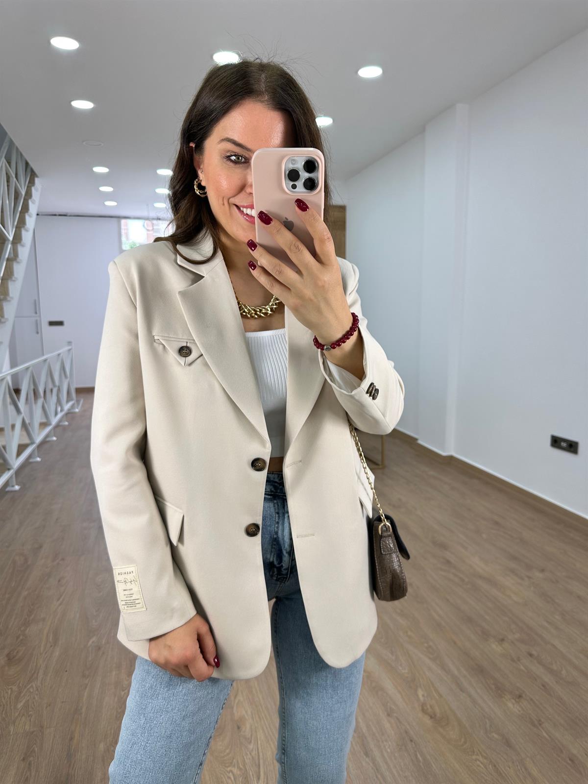 Armalı Blazer Ceket-Taş