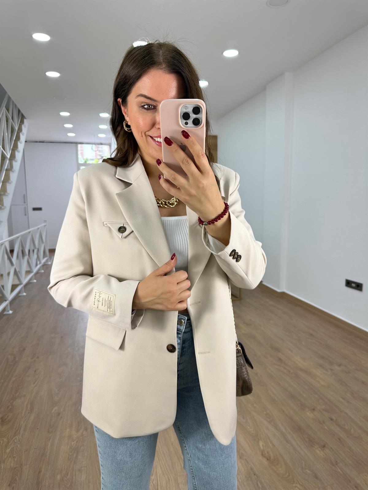 Armalı Blazer Ceket-Taş