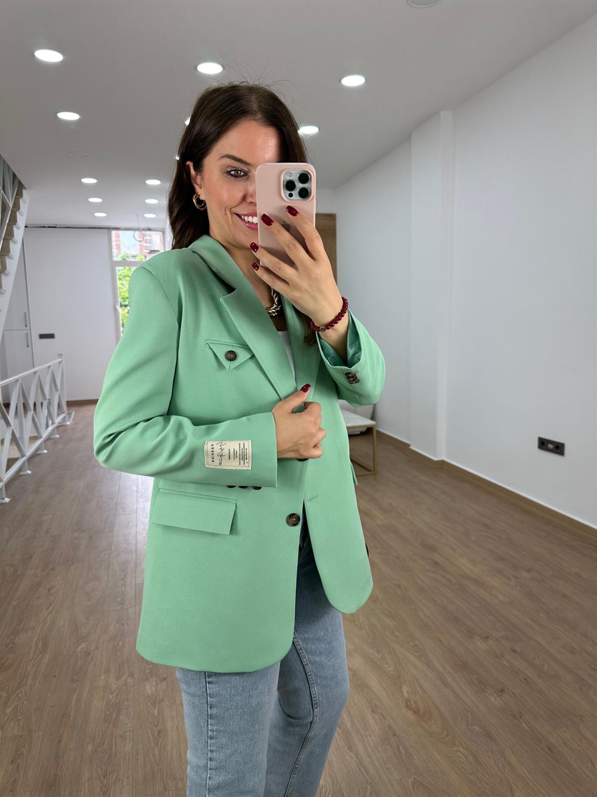 Armalı Blazer Ceket-Yeşil