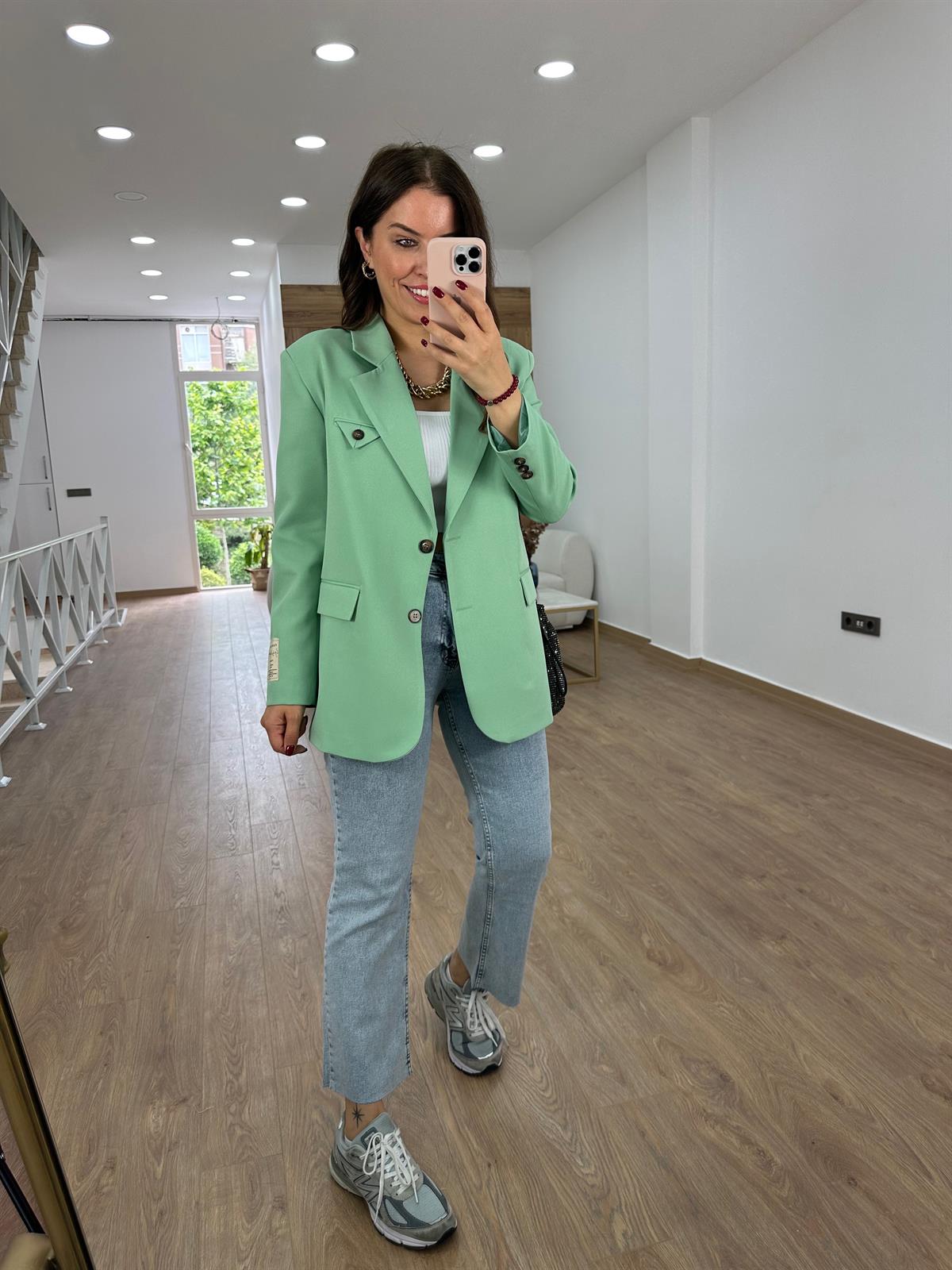 Armalı Blazer Ceket-Yeşil