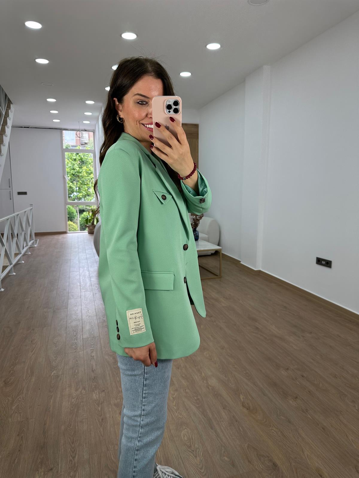 Armalı Blazer Ceket-Yeşil