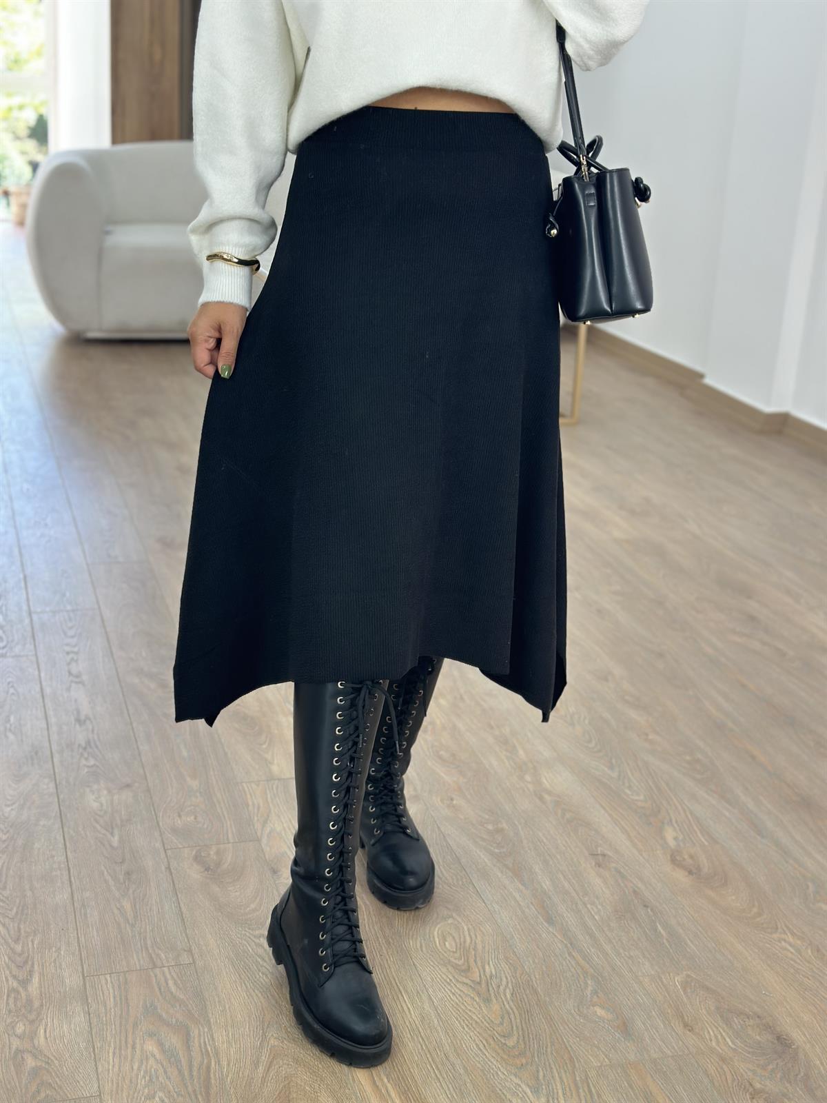 Asimetrik KesimFitilli Likralı Etek