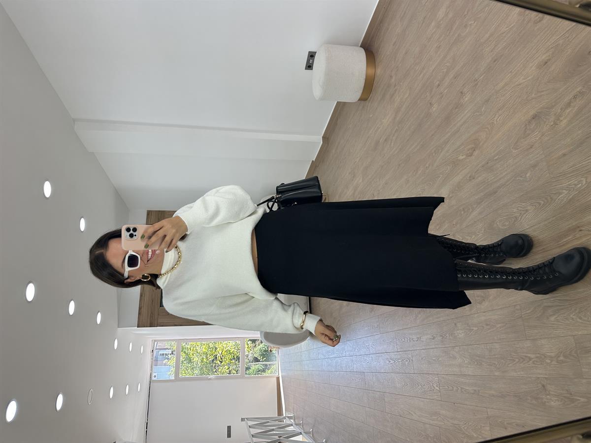 Asimetrik KesimFitilli Likralı Etek