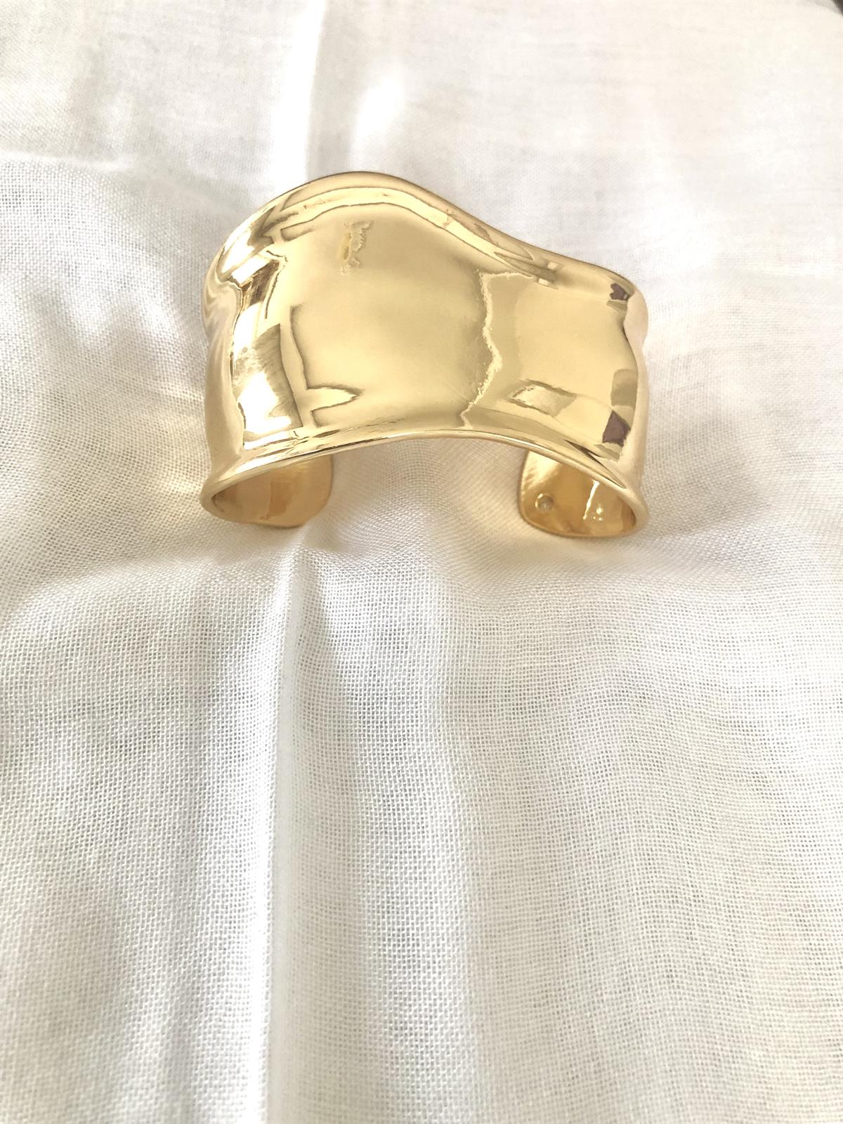 Asimetrik Plaka Marka Model Gold Kelepçe Bileklik