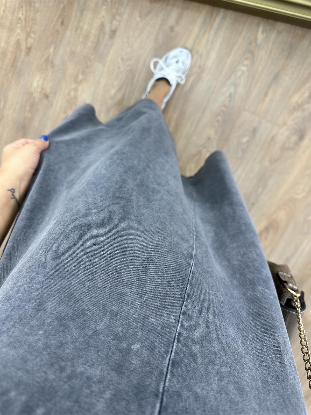 Askıları Ayarlanabilir Antrasit Yıkamalı Elbise 