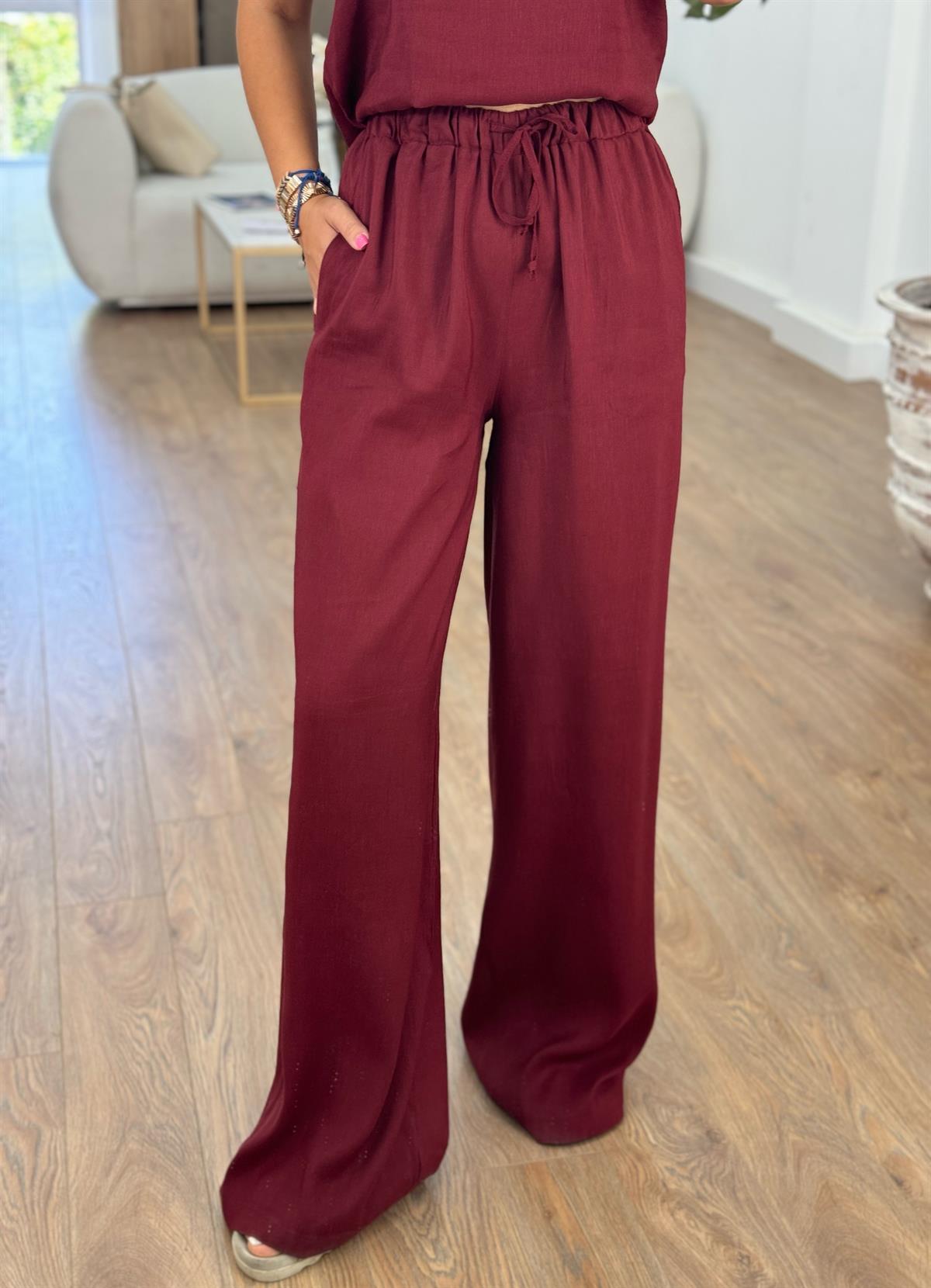 Askıları Ayarlanabilir Keten Takım - Bordo