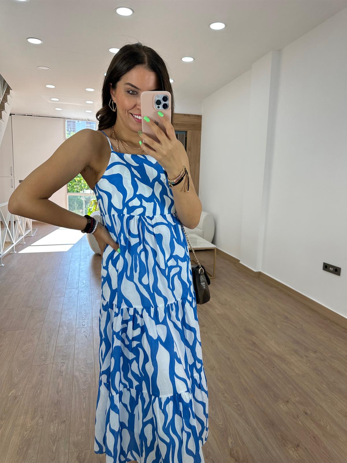 Askıları Ayarlanabilir Poplin Elbise-Mavi