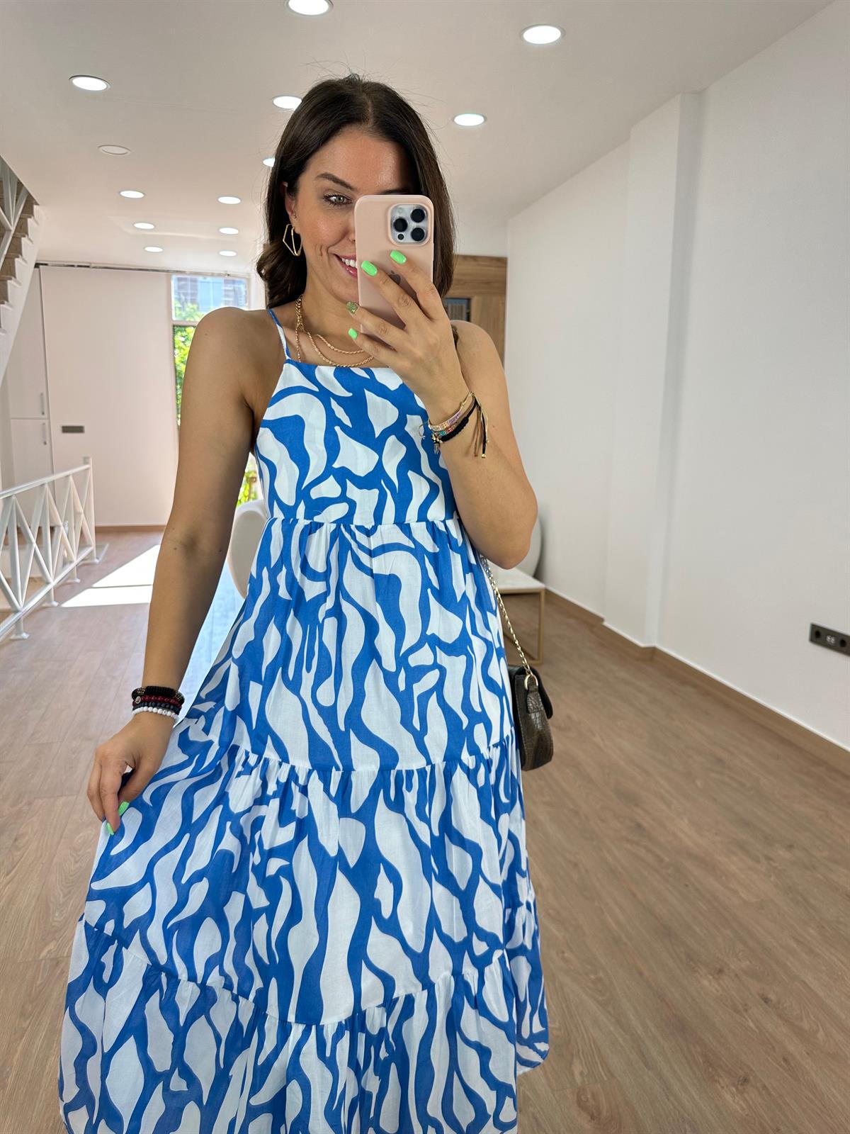 Askıları Ayarlanabilir Poplin Elbise-Mavi