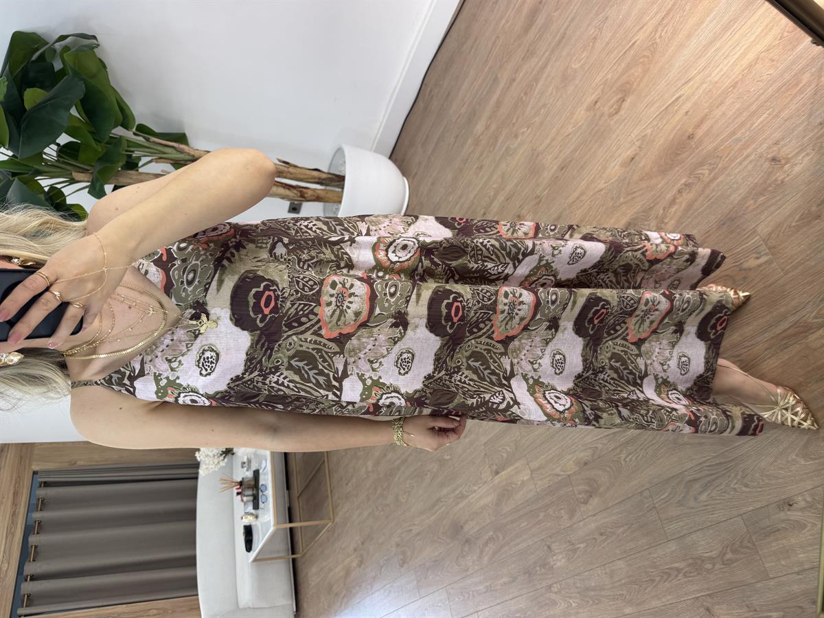 Askıları Ayarlanabilir Renk Geçişli Midi Elbise