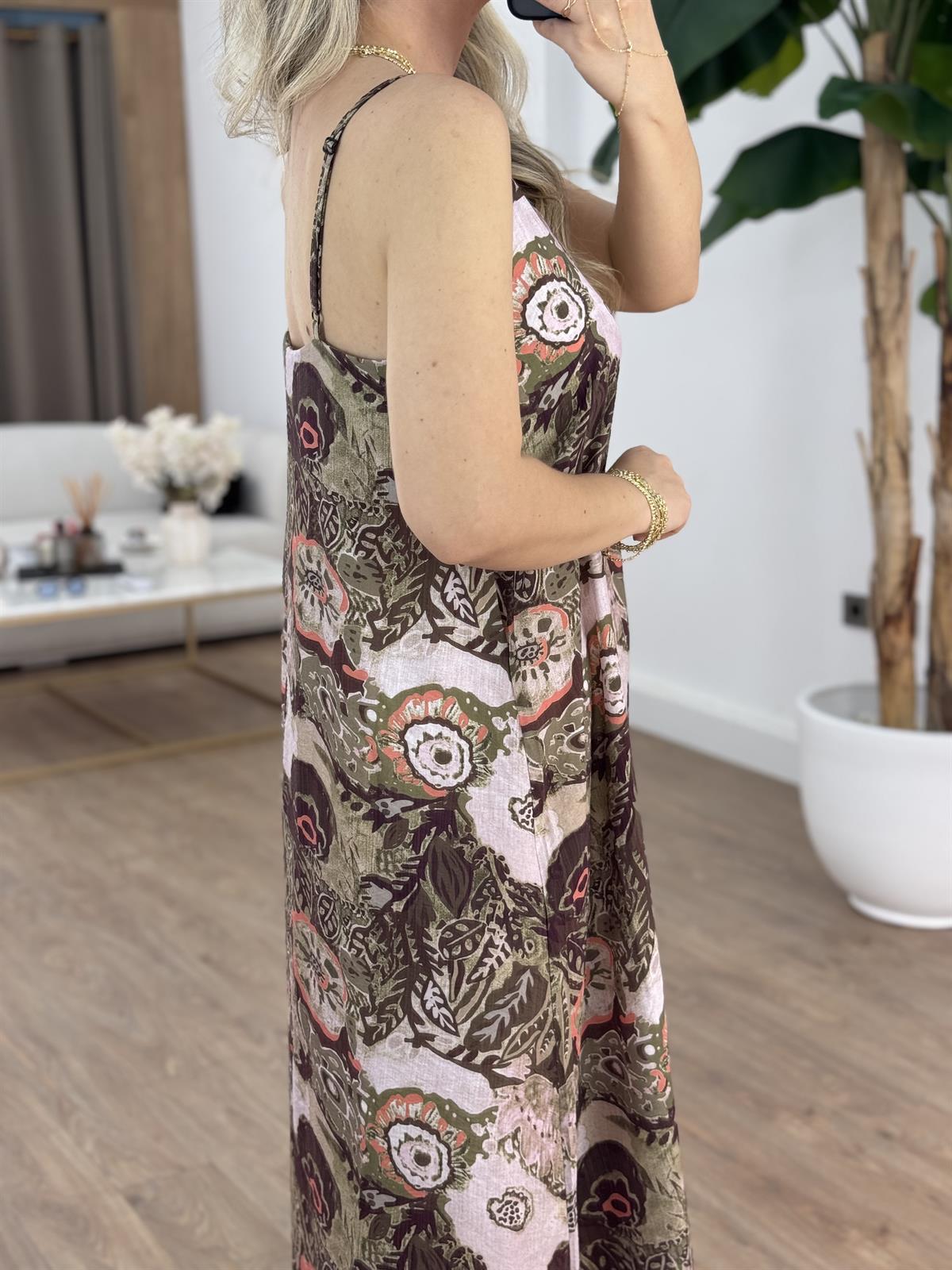 Askıları Ayarlanabilir Renk Geçişli Midi Elbise