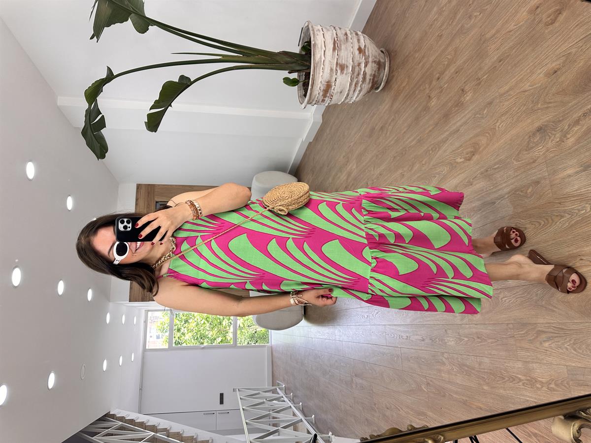 Askıları Ayarlanabilir Renkli Viskon Elbise