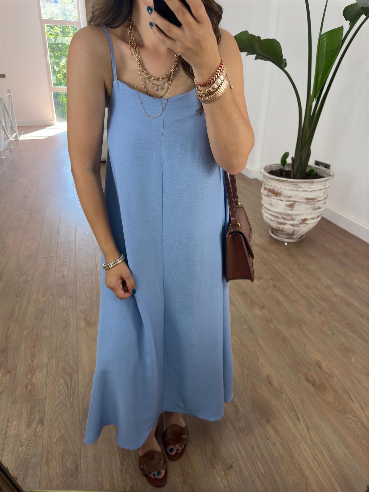 Askıları Ayarlanabilir Salaş Elbise-Bebe Mavisi