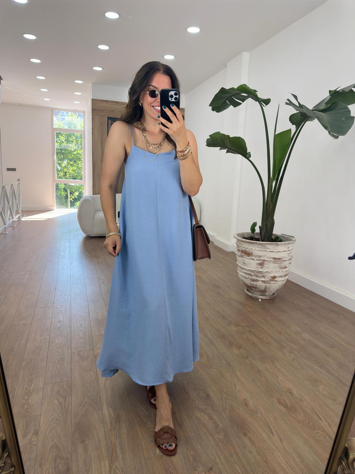 Askıları Ayarlanabilir Salaş Elbise-Bebe Mavisi