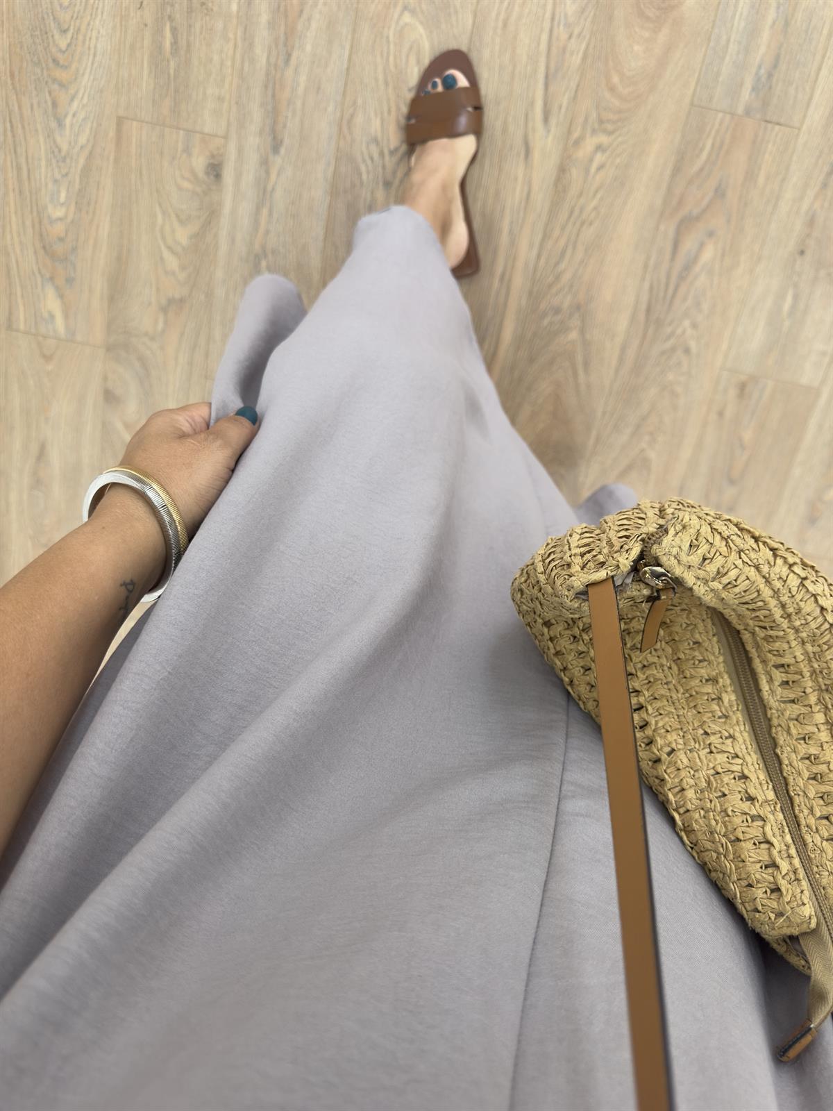 Askıları Ayarlanabilir Salaş Elbise-Gri