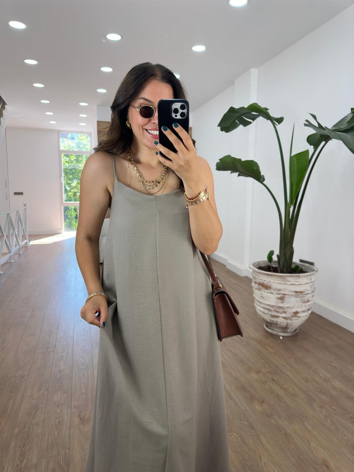 Askıları Ayarlanabilir Salaş Elbise-Vizon