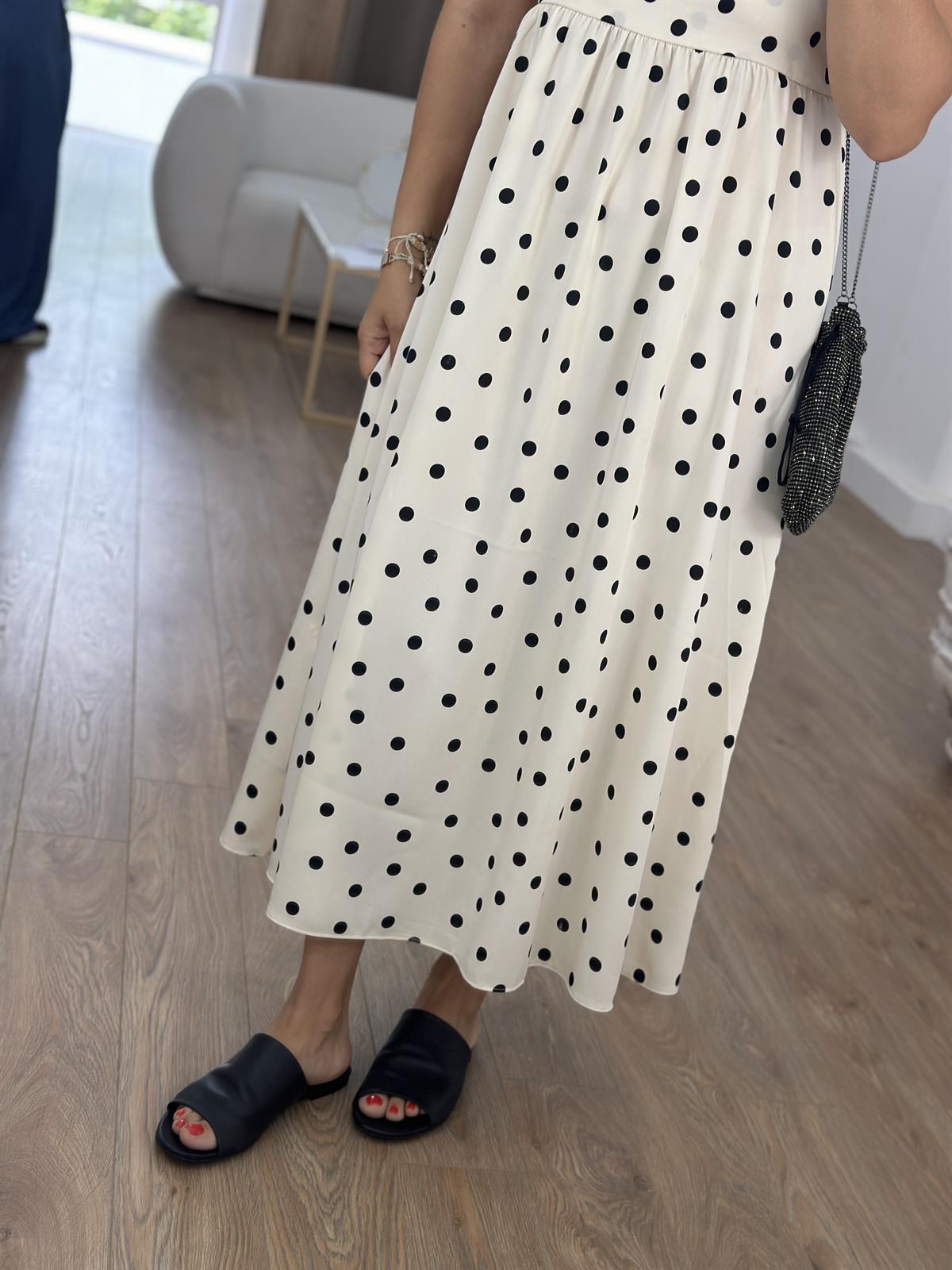 Askıları Ayarlanabilir Saten Elbise-Ekru