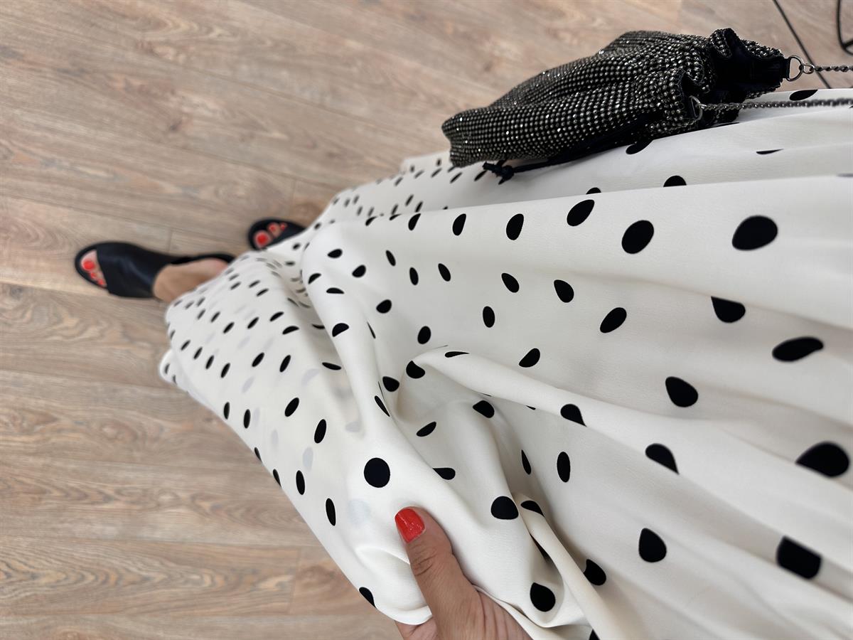 Askıları Ayarlanabilir Saten Elbise-Ekru