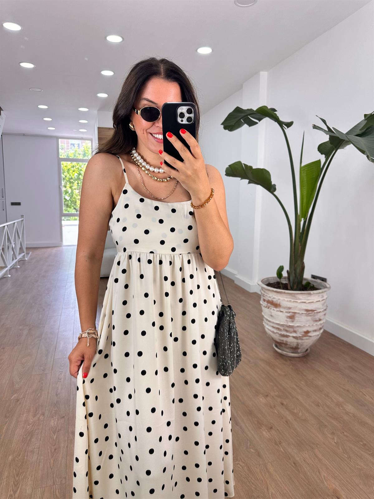 Askıları Ayarlanabilir Saten Elbise-Ekru