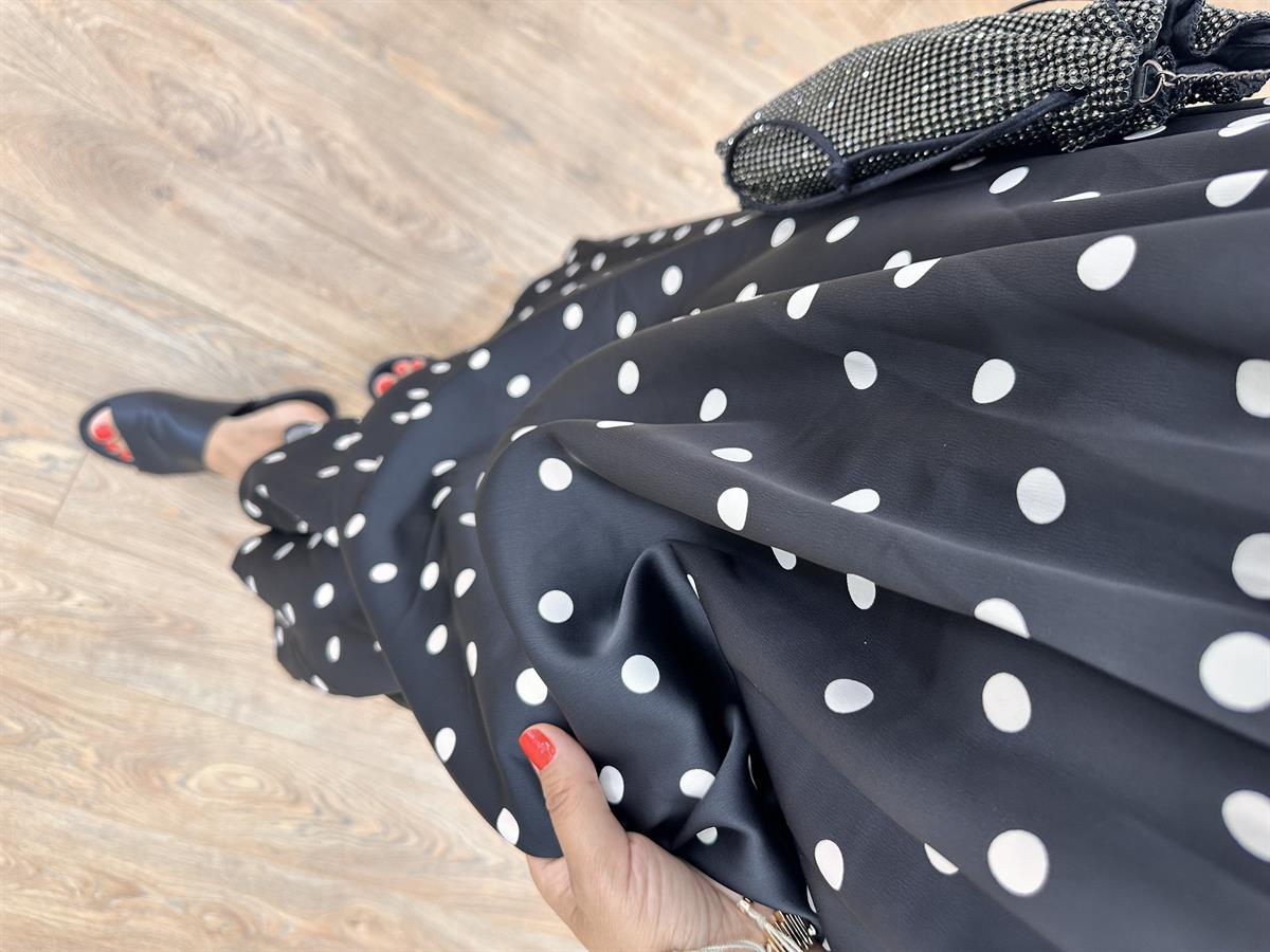 Askıları Ayarlanabilir Saten Elbise-Siyah