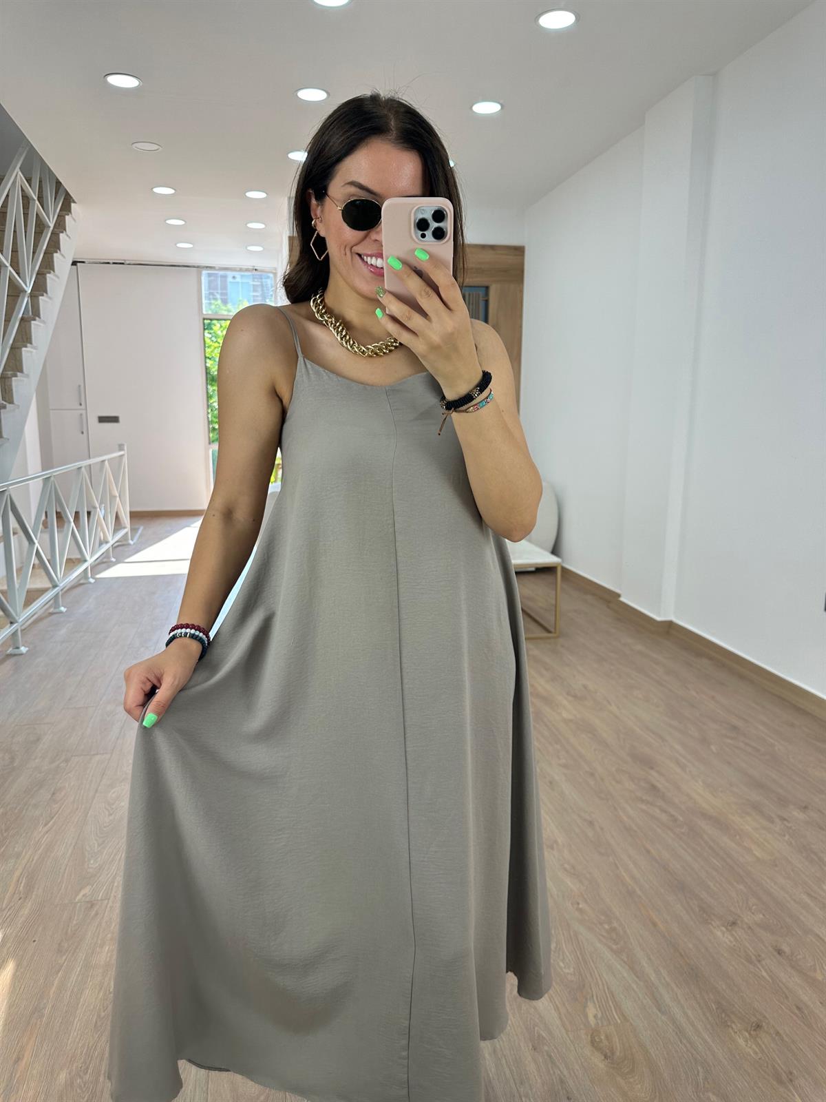 Askıları Ayarlanabilir Tnsel Viskon Elbise-Vizon