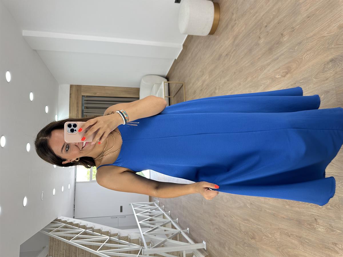 Askıları Ayarlanabilir Tnsel Viskon Elbise-Saks