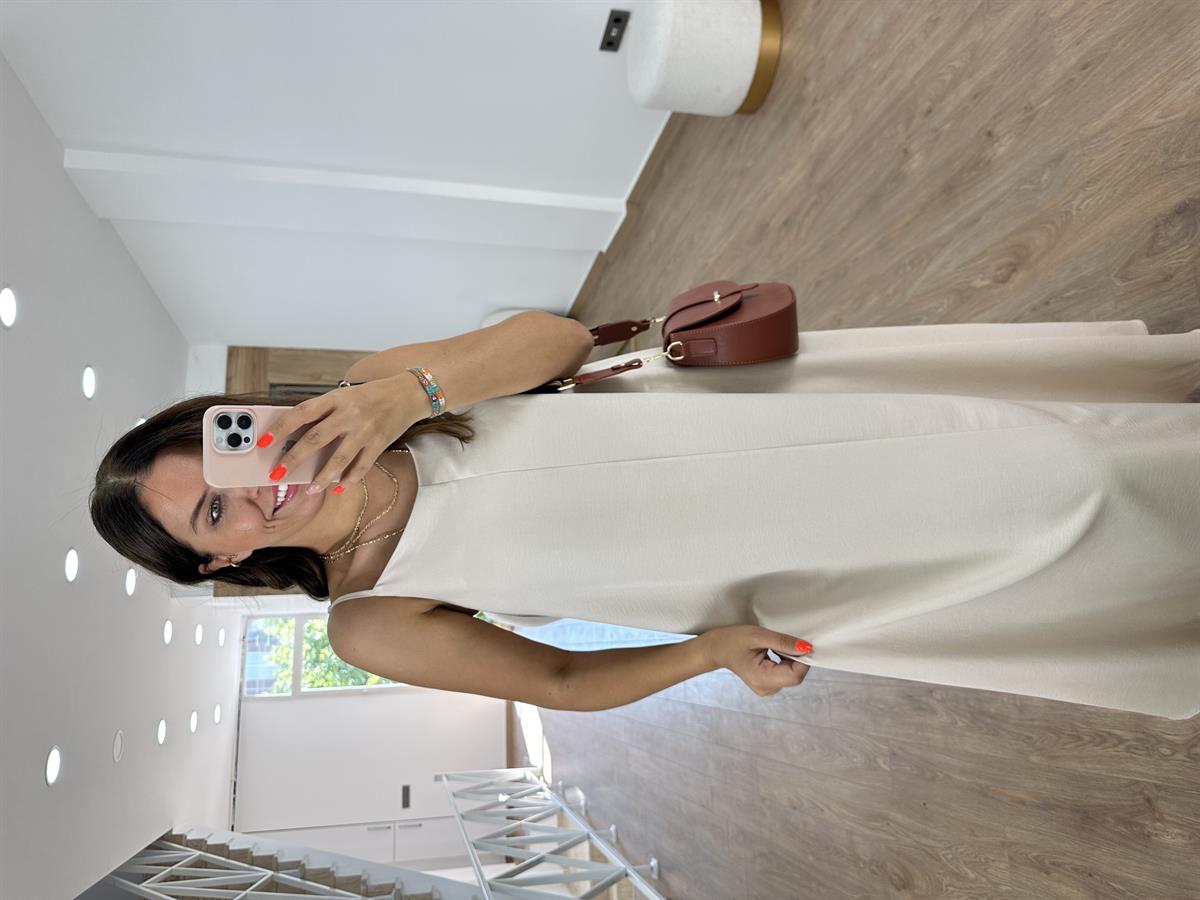 Askıları Ayarlanabilir Tnsel Viskon Elbise-Taş  