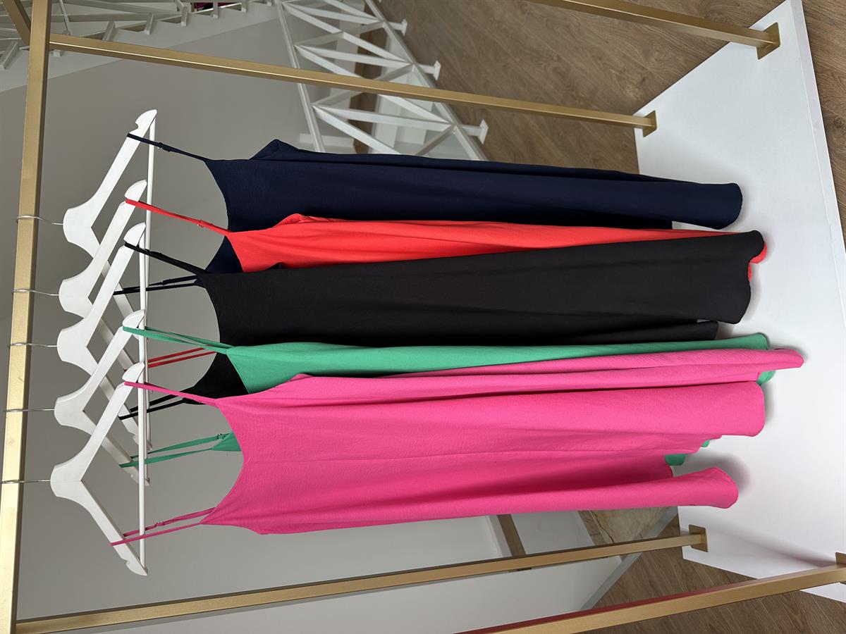 Askıları Ayarlanabilir Tnsel Viskon Elbise-Lacivert