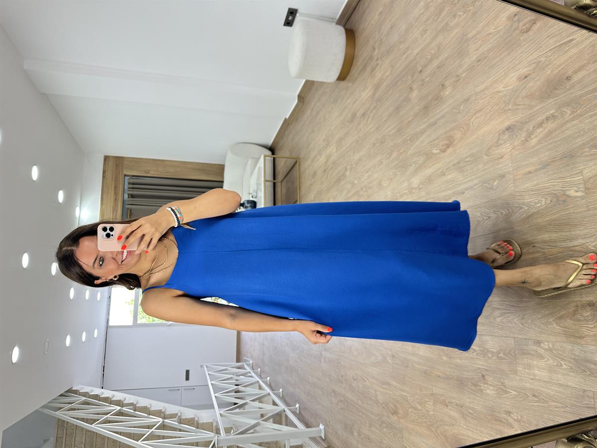 Askıları Ayarlanabilir Tnsel Viskon Elbise-Saks