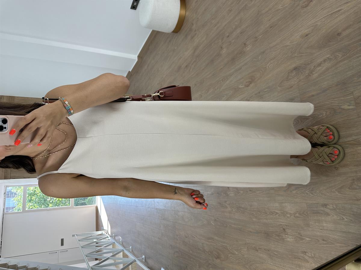 Askıları Ayarlanabilir Tnsel Viskon Elbise-Taş  