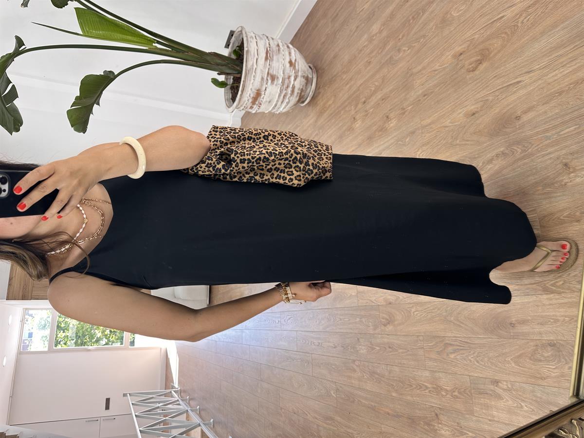 Askıları Ayarlanabilir Tiril Elbise-Siyah