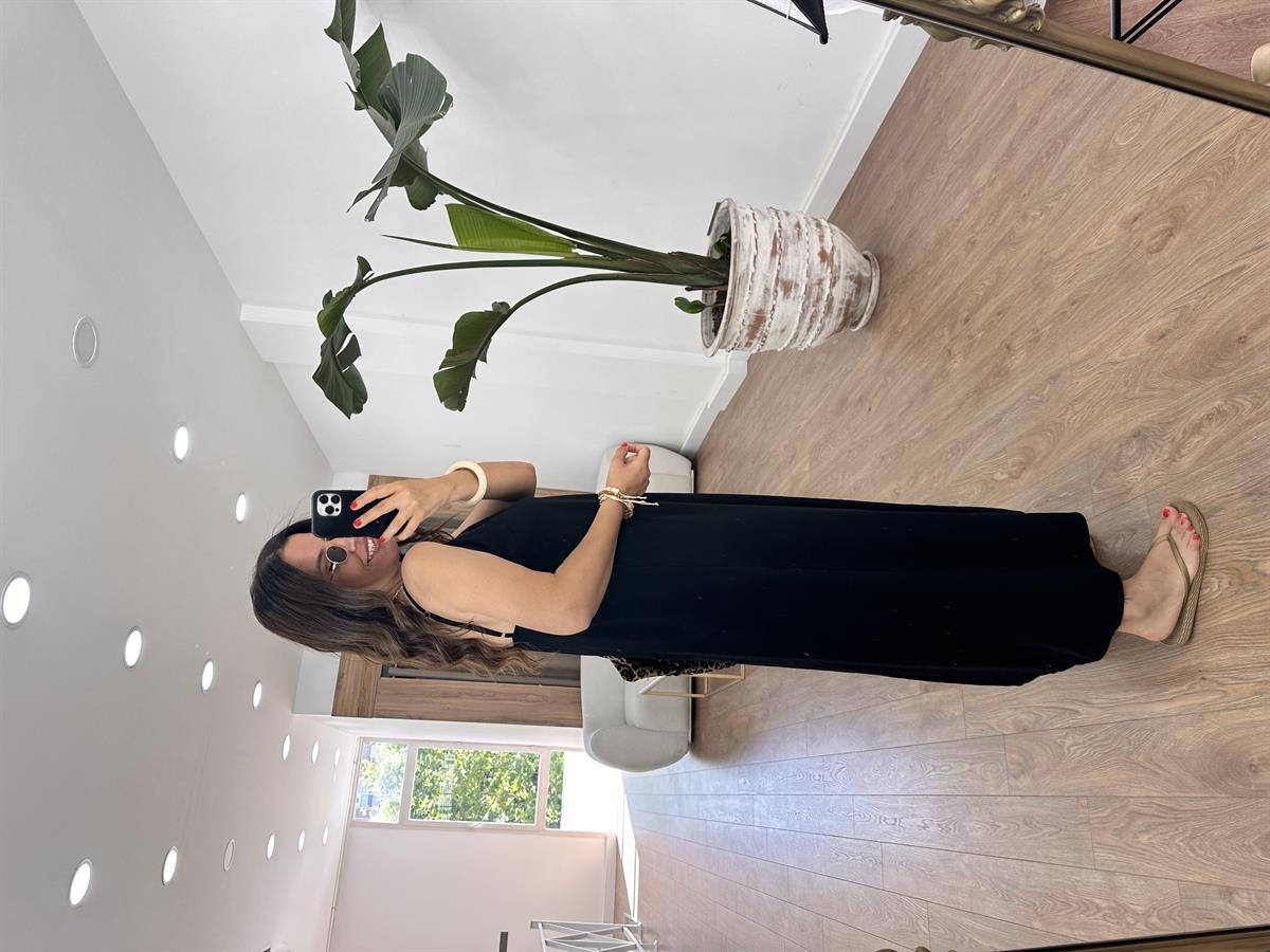 Askıları Ayarlanabilir Tiril Elbise-Siyah