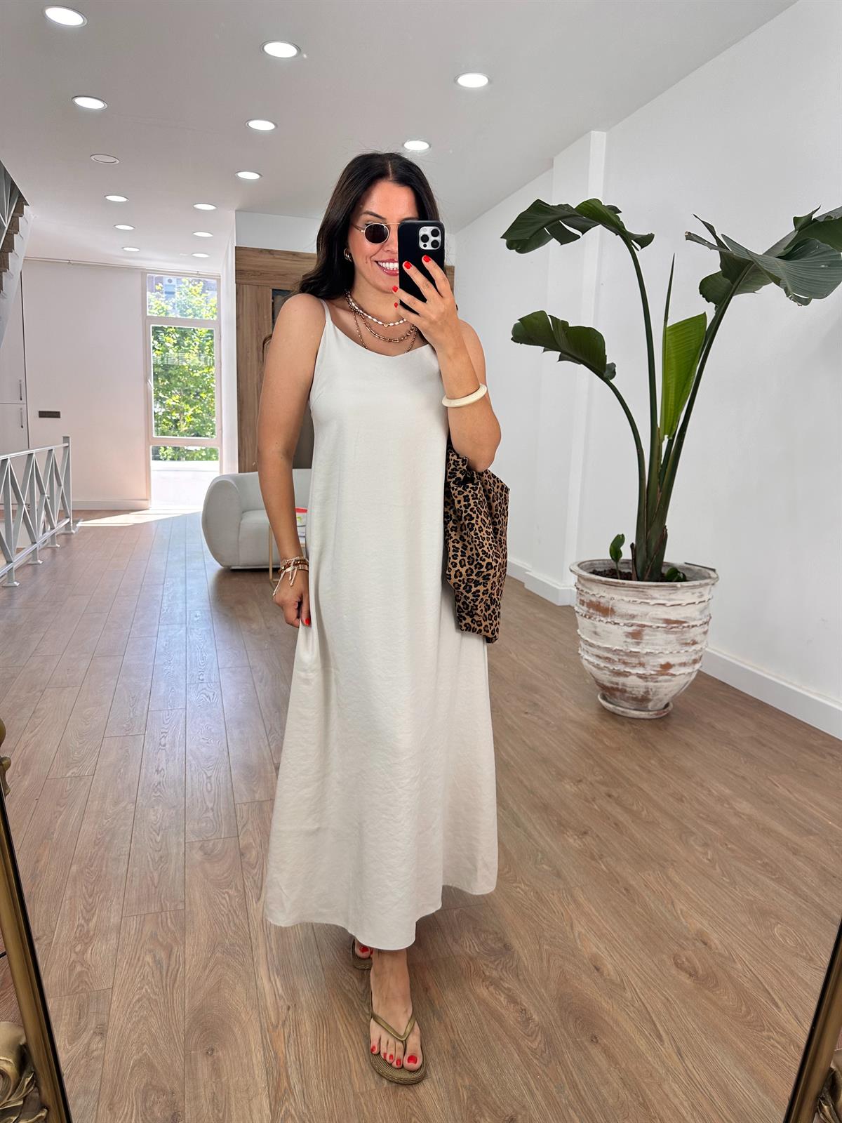 Askıları Ayarlanabilir Tiril Elbise-Taş