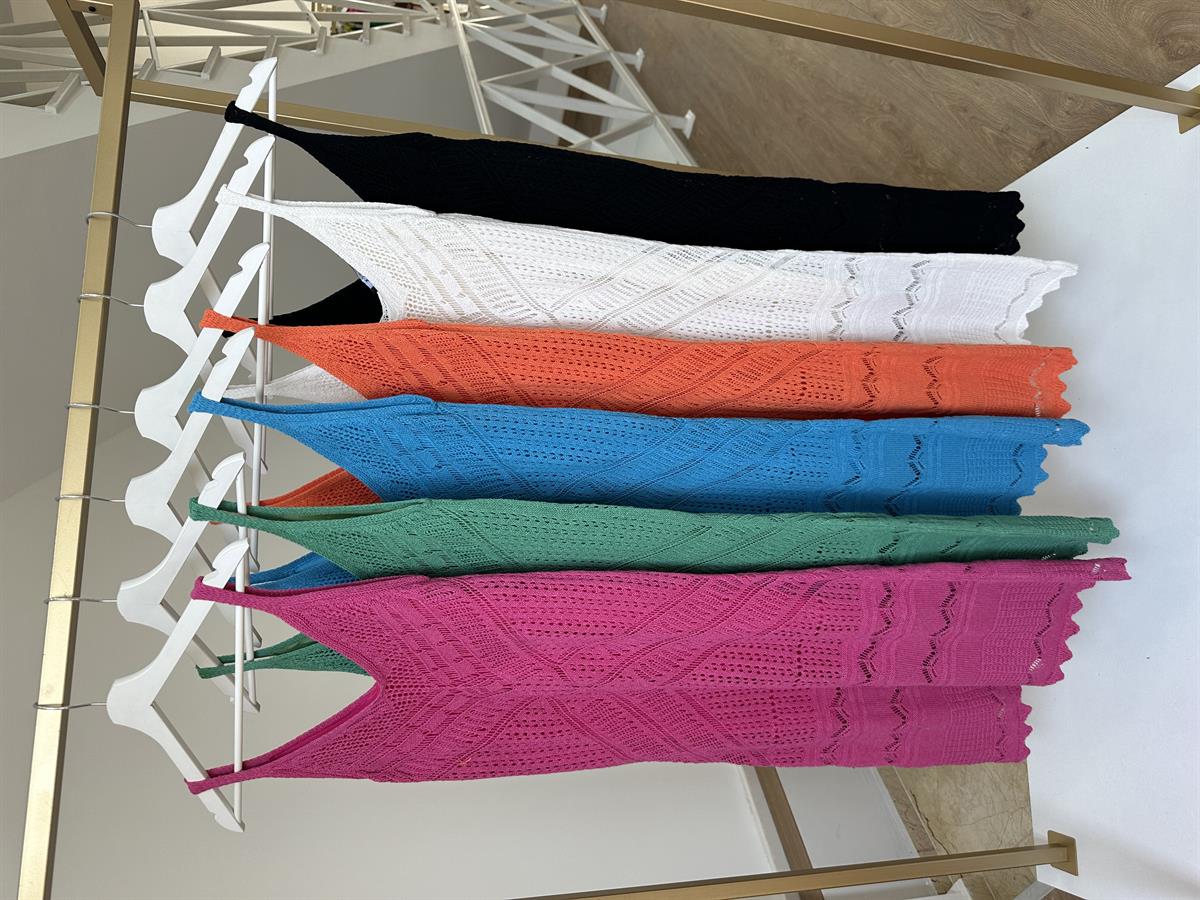 Askılı Ajurlu Elbise-Siyah