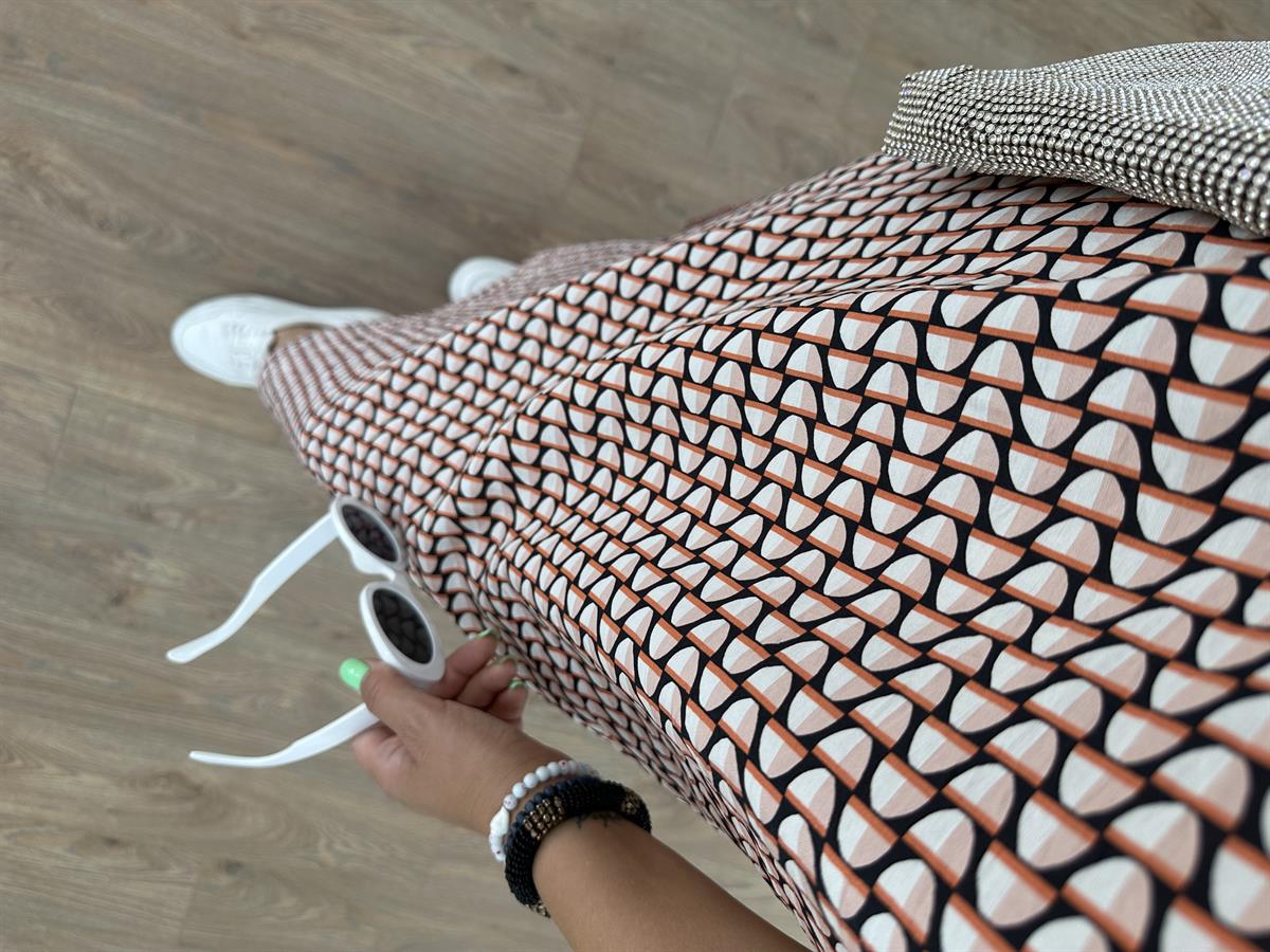 Askılı Yandan Yırtmaçlı Vİskon Elbise-Pudra