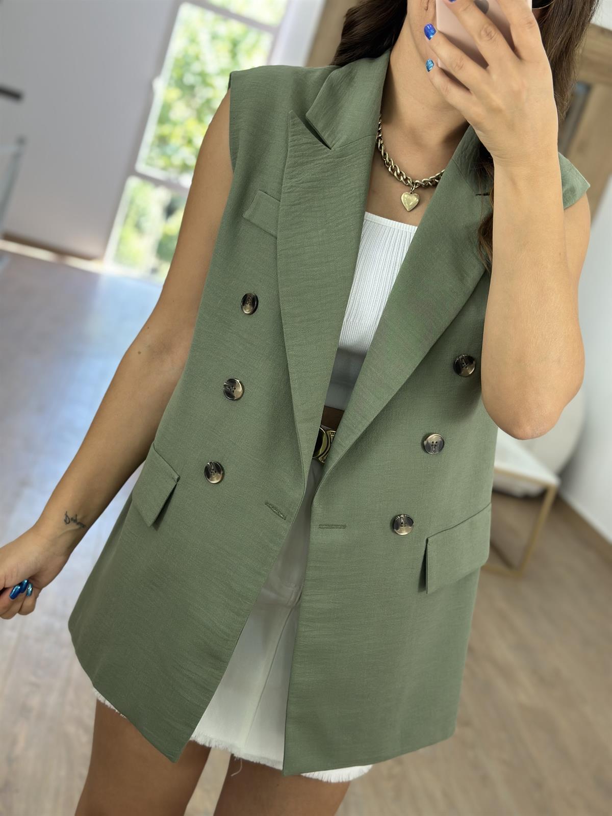 Astarlı Blazer Yelek-Çağla Yeşili