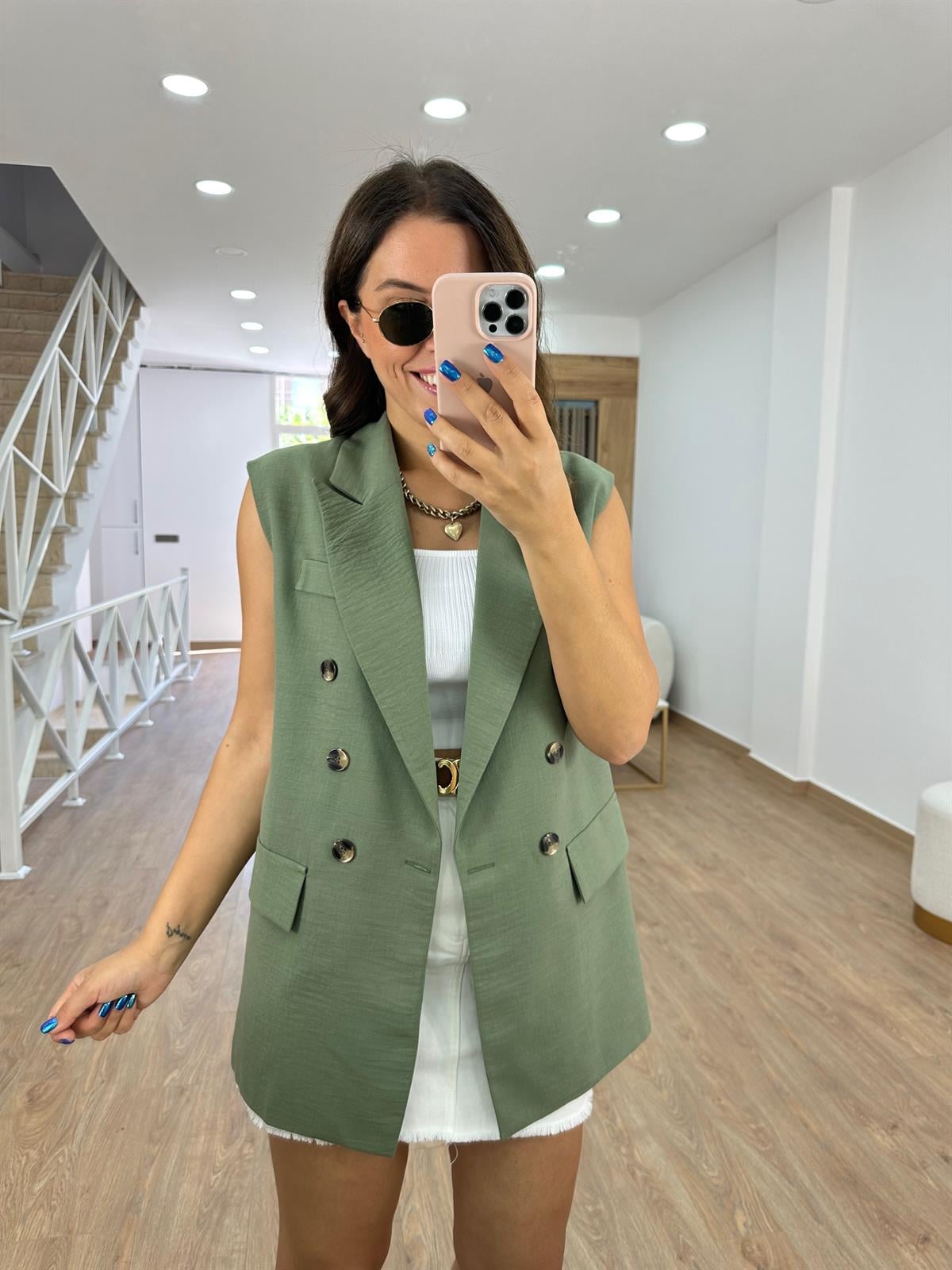 Astarlı Blazer Yelek-Çağla Yeşili