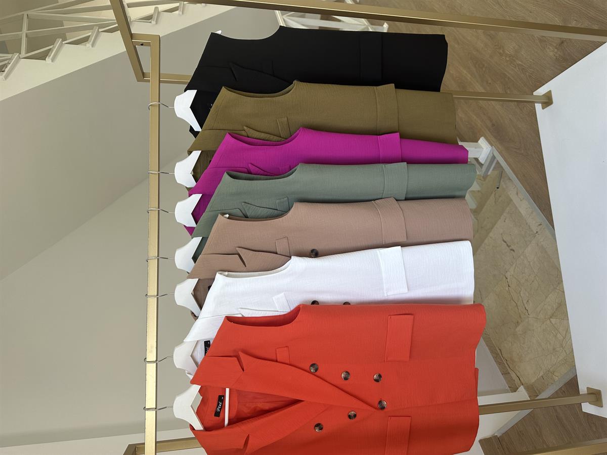 Astarlı Blazer Yelek-Fuşya 