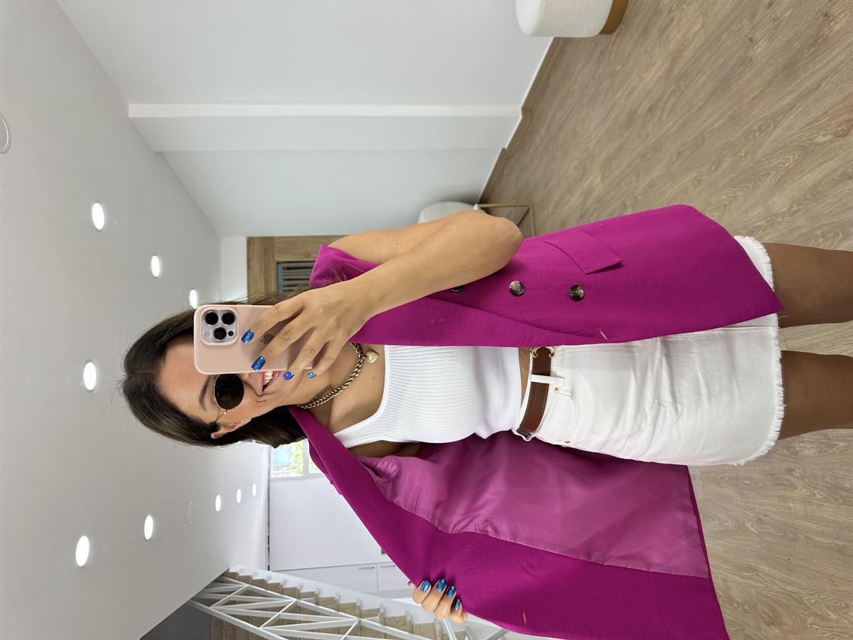 Astarlı Blazer Yelek-Fuşya 