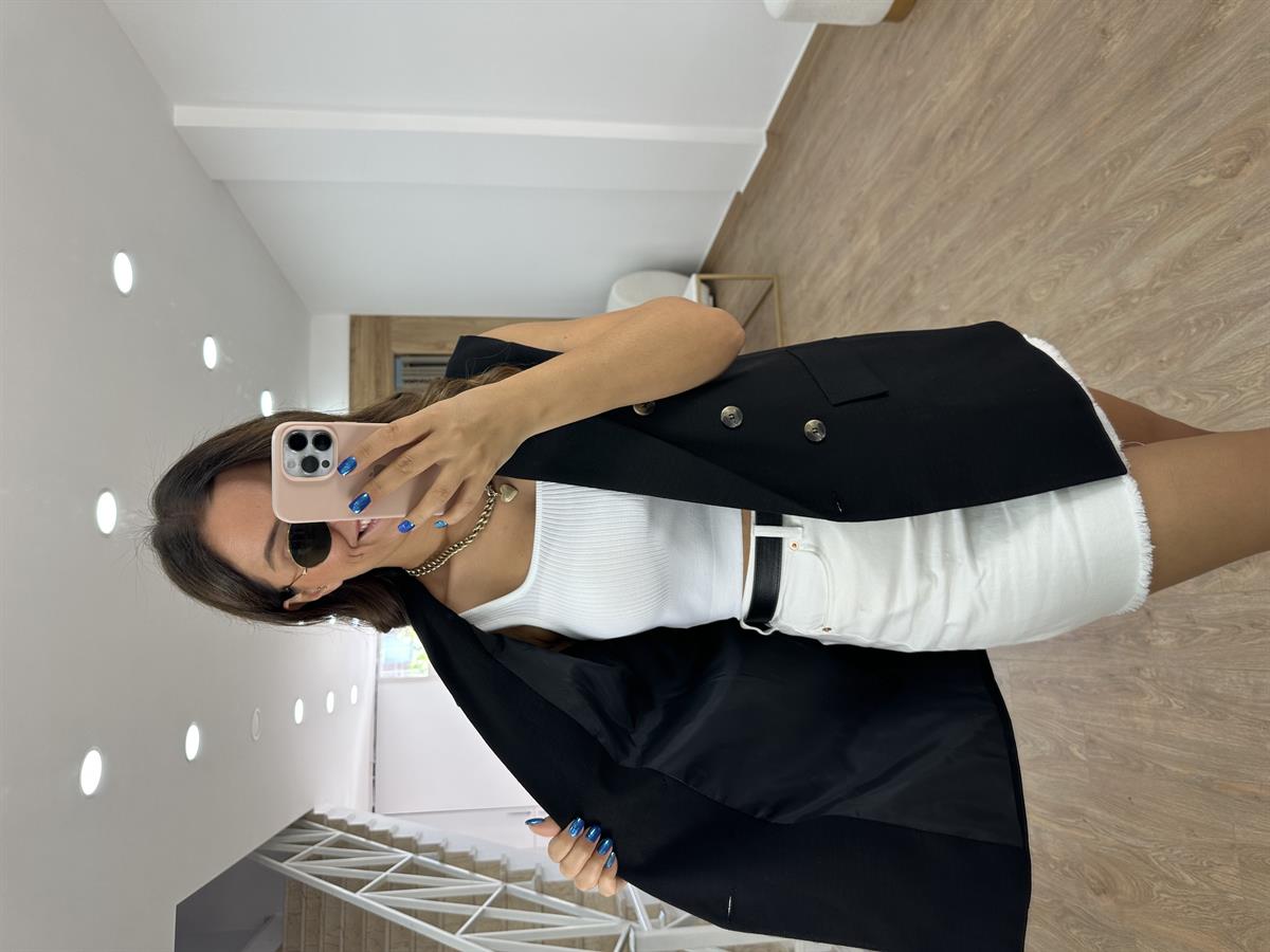 Astarlı Blazer Yelek-Siyah