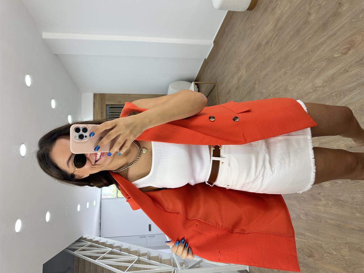 Astarlı Blazer Yelek-Turuncu