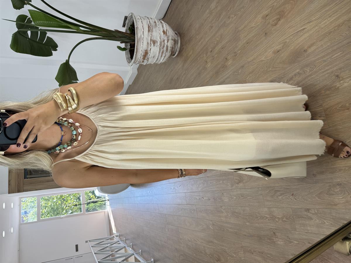 Astarlı İnce Askılı Salaş Elbise-Taş