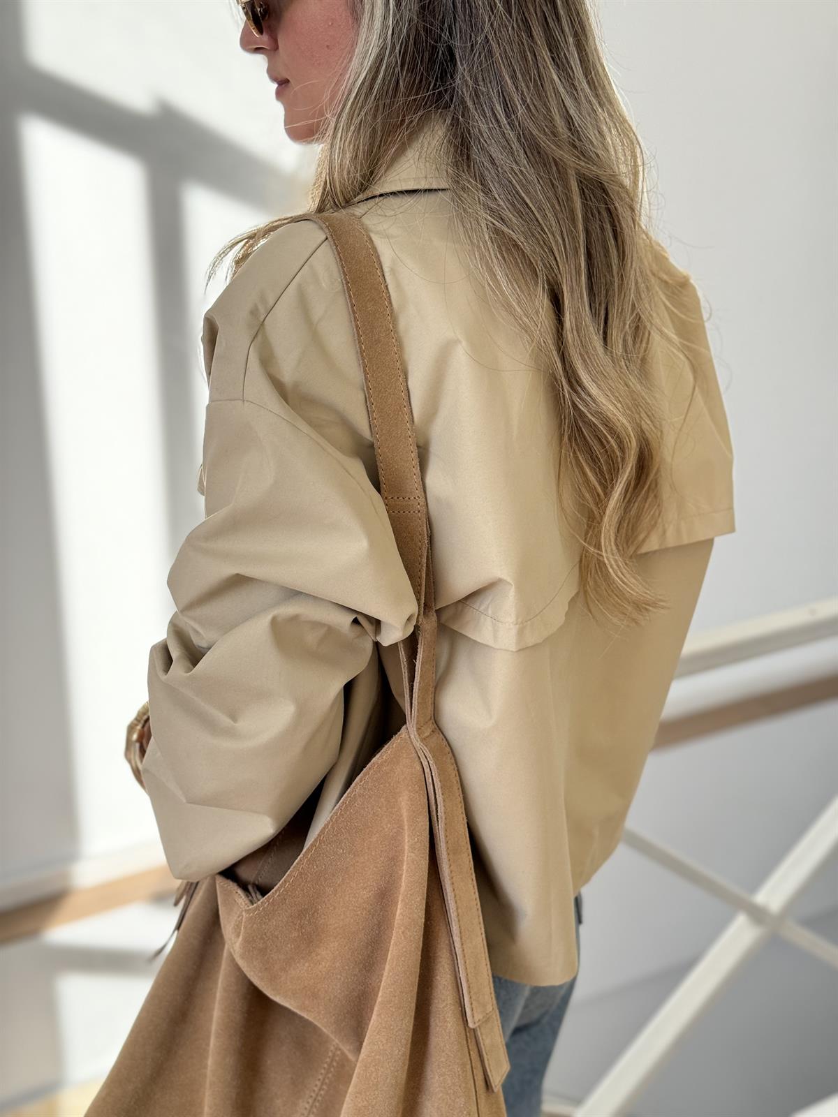 Astarlı Premium Kısa Trenç - Taş