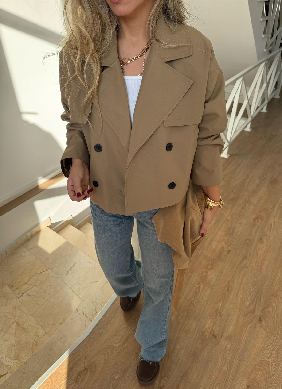 Astarlı Premium Kısa Trenç - Vizon