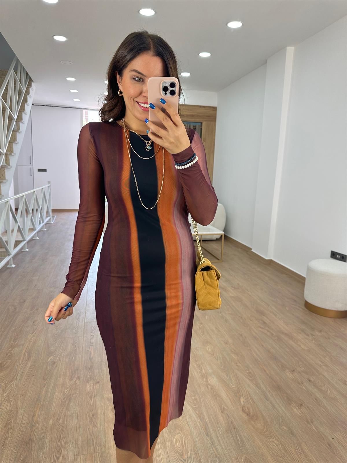 Astarlı Renkli Tül Elbise