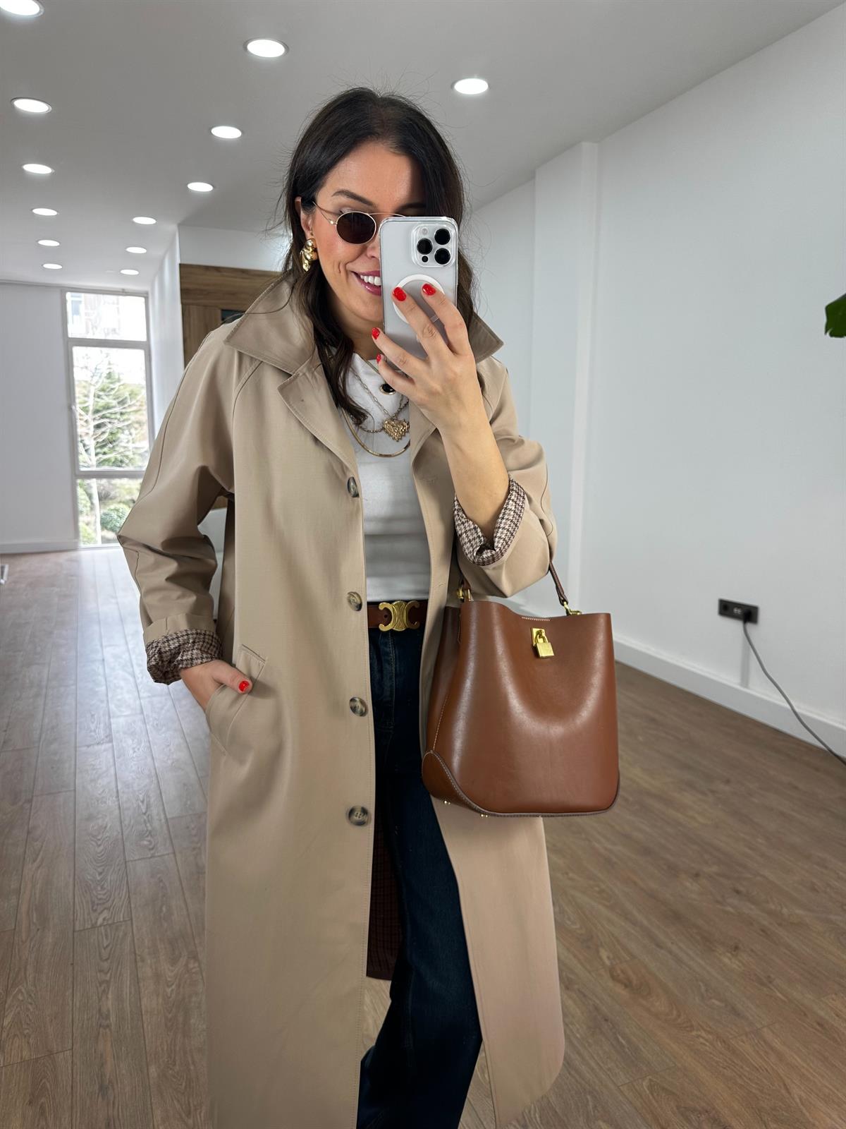 Astarlı Trençkot - Bej