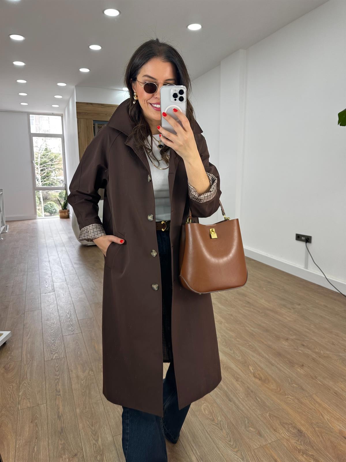 Astarlı Trençkot - Kahverengi