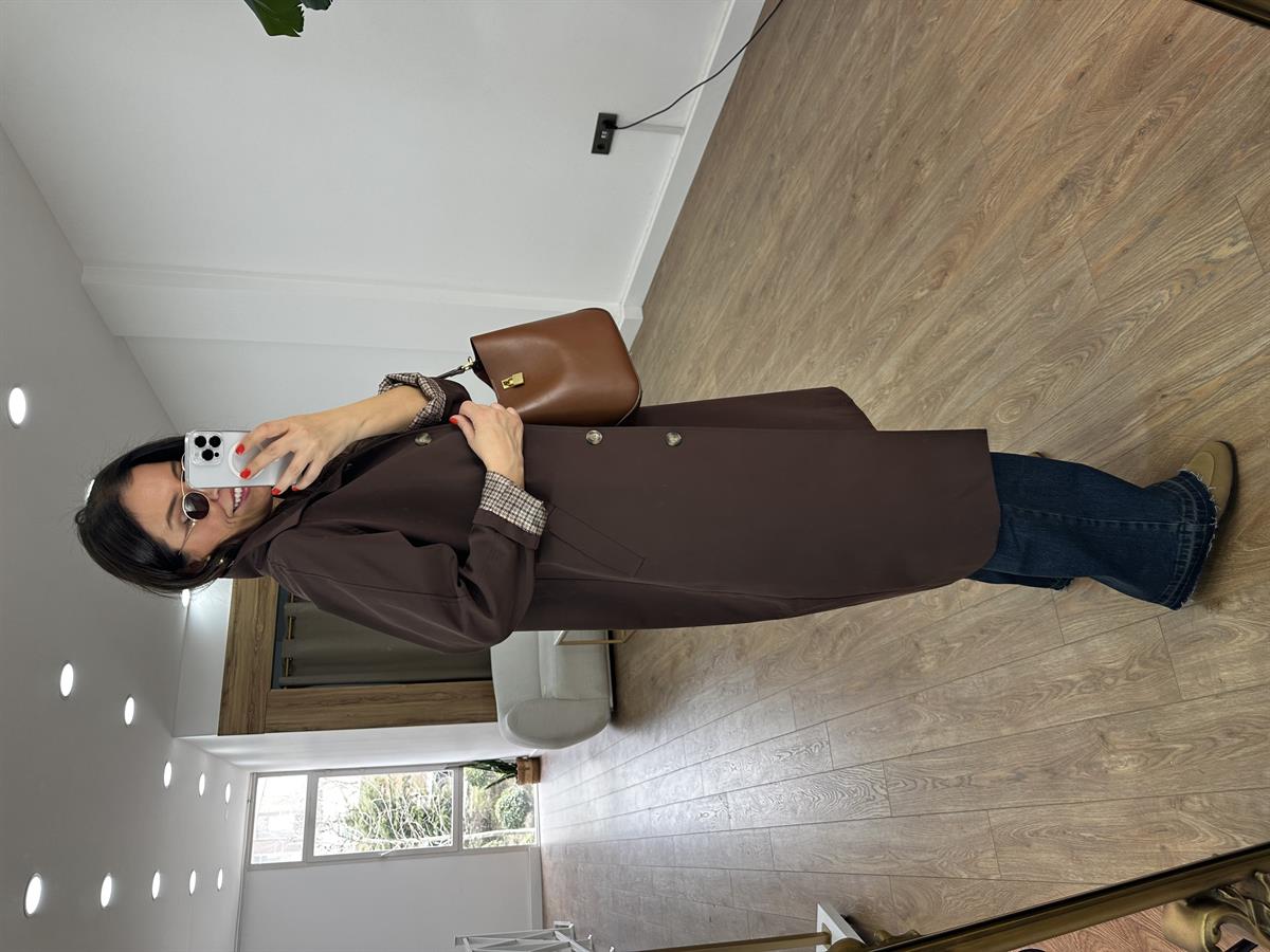 Astarlı Trençkot - Kahverengi