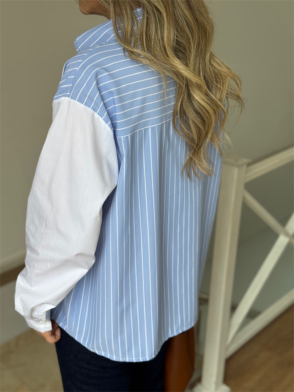 İncili Taşlı Çizgili Gömlek